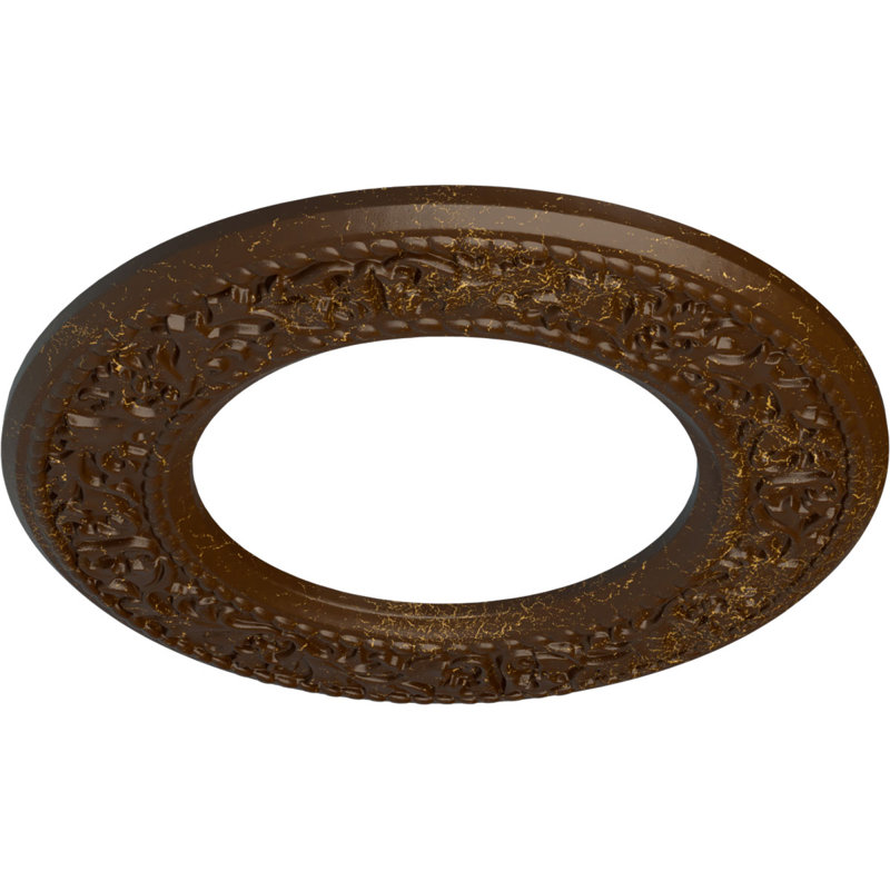 Médaillon de plafond Blackthorn Endurathane, P 13 3/8 po x P 7 1/2 po x P 3/4 po (convient aux auvents jusqu'à 7 1/2 po), fini craquelé de bière racinaire peint à la main