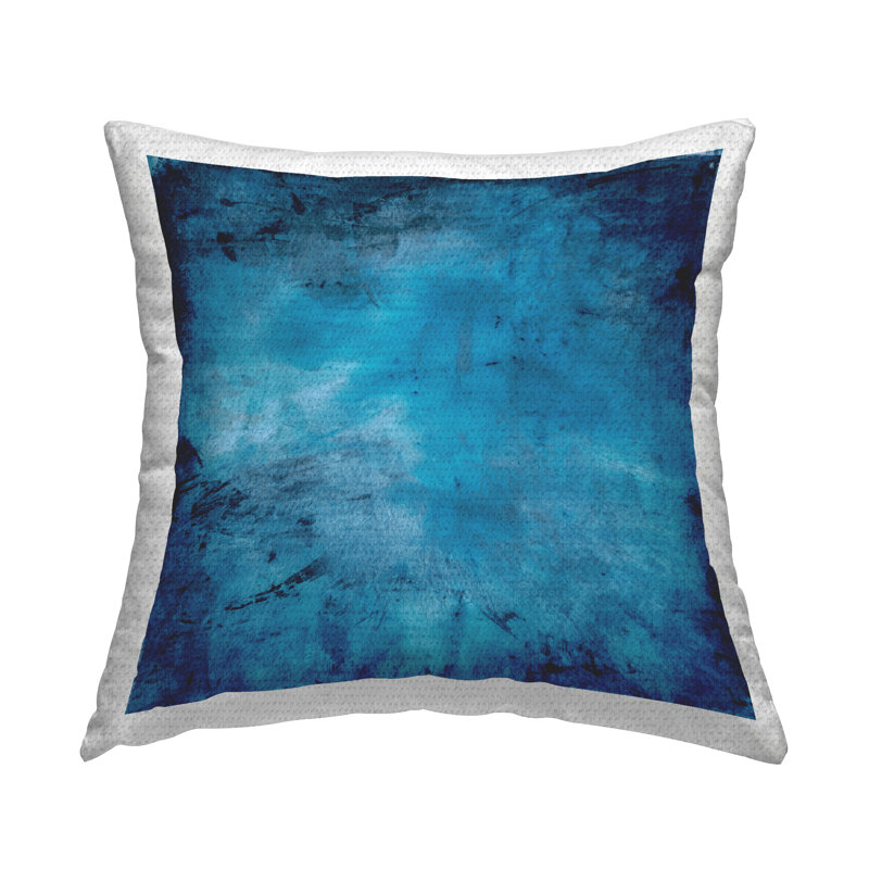 Oreiller bleu d'extérieur à imprimé abstrait Chaood Moody par Michelle Oppenheimer