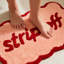 Strip Off Slogan Scalloped Bath Mat-1295506920