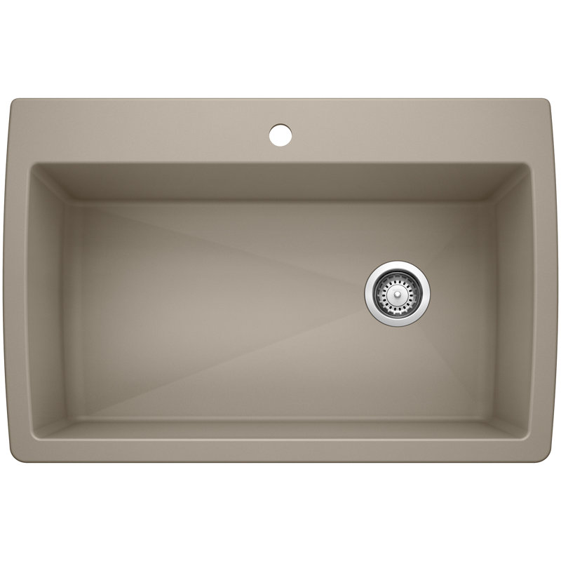 Diamond SILGRANIT 33.5" Super Single Dual Mount Kitchen Sink, 7 hole, Truffle