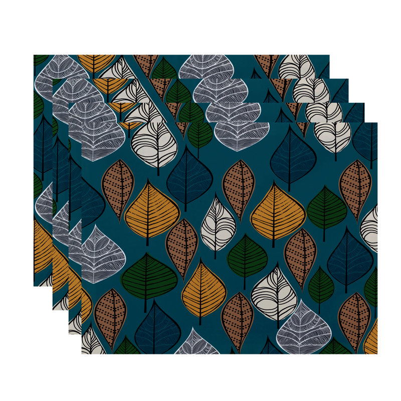 Zeman Polyester Floral Rectangle Placemat, Teal