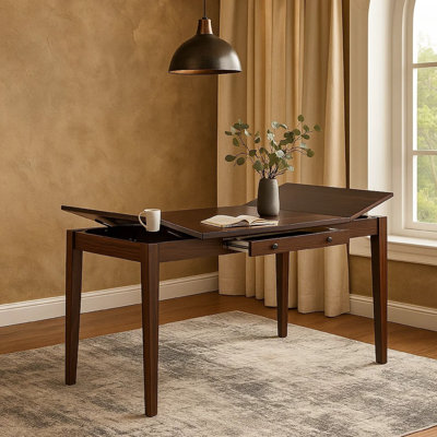 Table à hauteur de comptoir Sheryl, rangement dissimulé, brun noyer