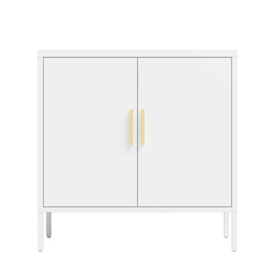 Durable Metal Storage Cabinet With 2 Doors And 2 Adjustable Shelves, Ideal For Organizing And Protecting Valuables In Home, Office, Or Garage