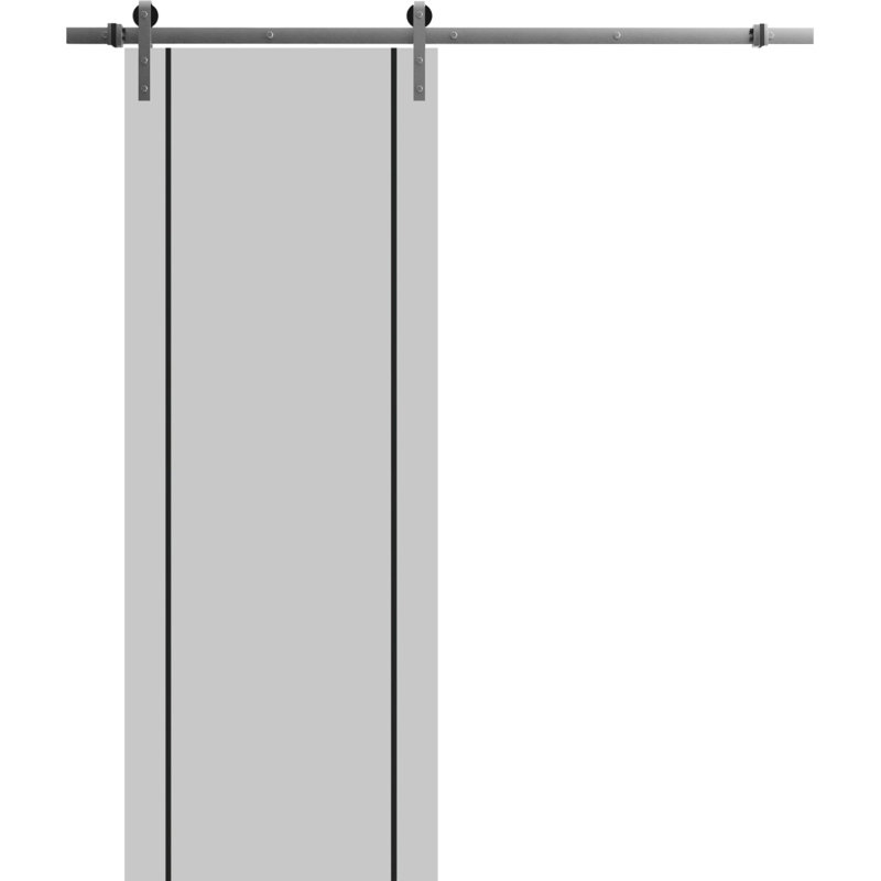 Porte de grange en bois massif massif, Gris mat, 30 po x 80 po