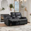 Ensemble de salon inclinable en cuir véritable 3 pièces Ageus avec 1 fauteuil inclinable, 1 causeuse et 1 canapé Ageus-127681605