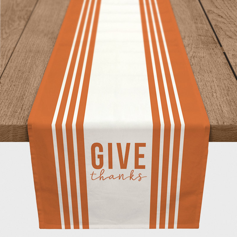 Laverty Striped Cotton Blend Thanksgiving Table Runner, 90" x 16"