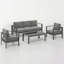 Ensemble de conversation de patio moderne en aluminium avec coussins épais et moelleux