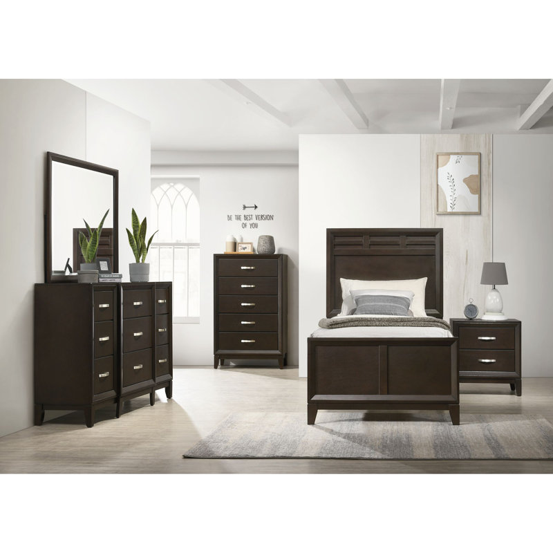  Ensemble de chambre à coucher 5 pièces Dedrick Warren, Lit simple