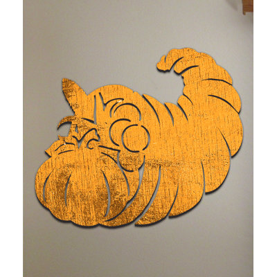 Décoration murale automne en bois rustique citrouille
