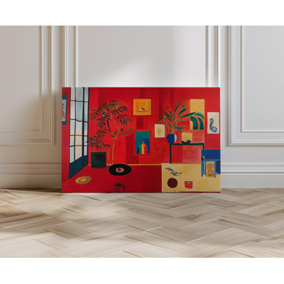 The Red Studio Art Print - reproduction abstraite de peinture à l'huile abstraite, décoration murale moderne Mid-Century pour le salon ou la galerie