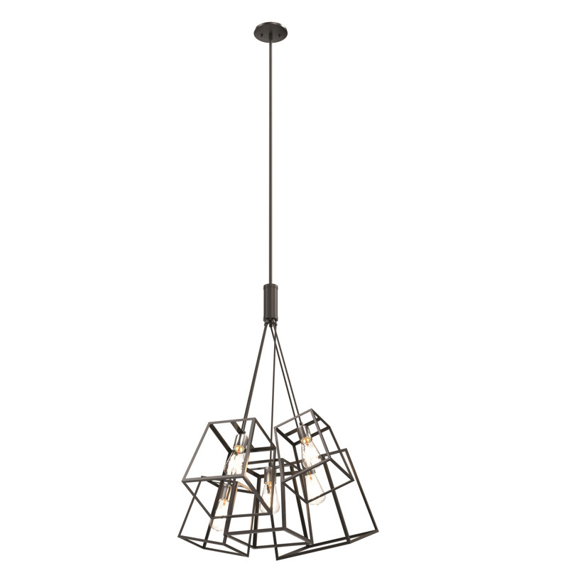Luminaire suspendu géométrique 5 lumières grappe Taryn, Finitions multiples / ébène