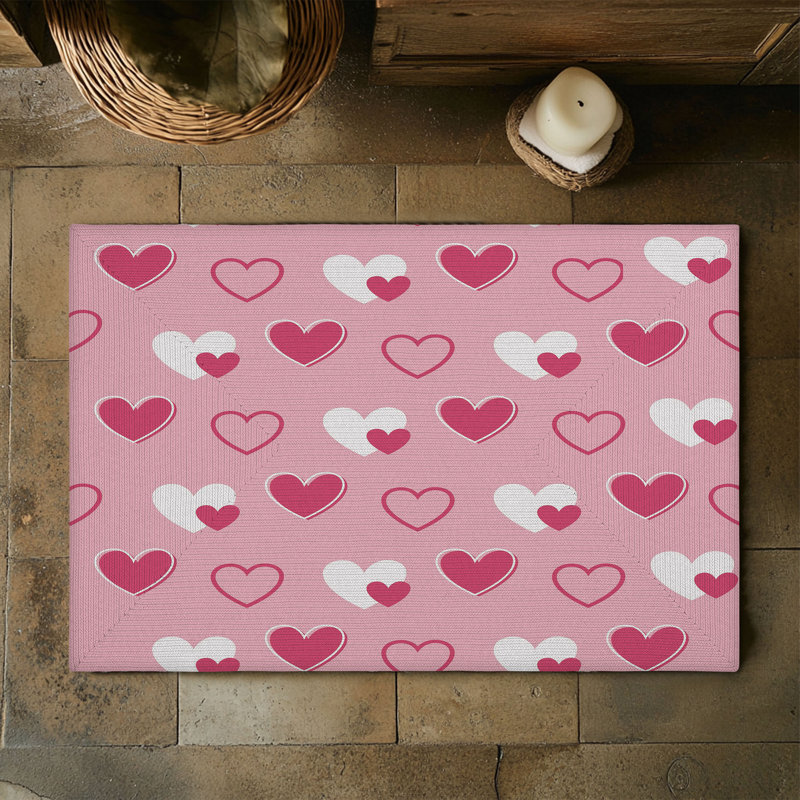 Tapis tressé Sweet Love Heart Designs, Rectangulaire 3 pi x 5 pi