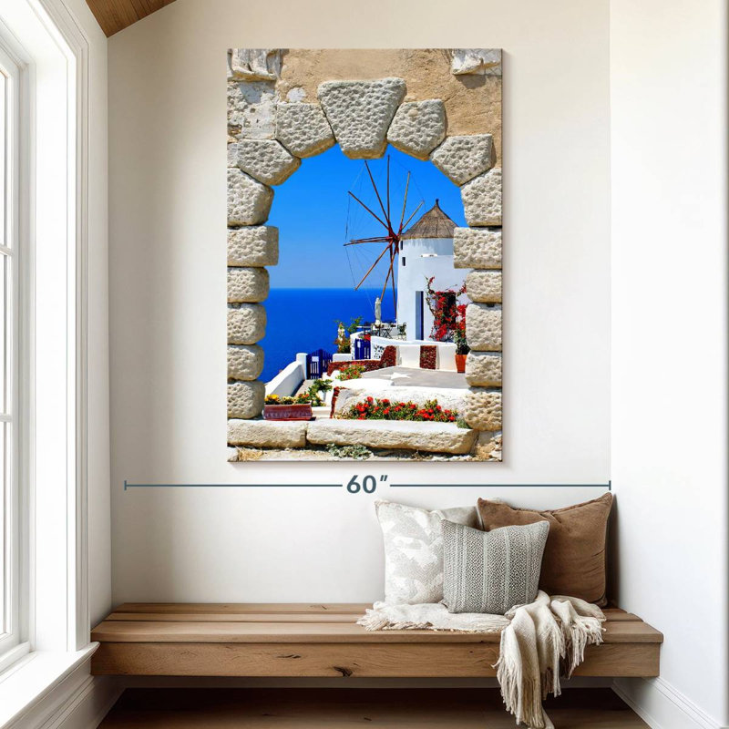 Gillard Oia Windmill View, 51" H x 34" W