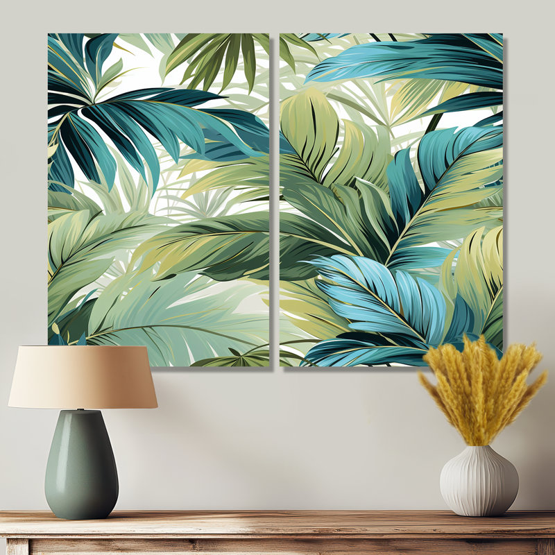 Palmier, motif tropical - art mural vert, Toile tendue, Ne s’applique pas, H 36 po x l 48 po