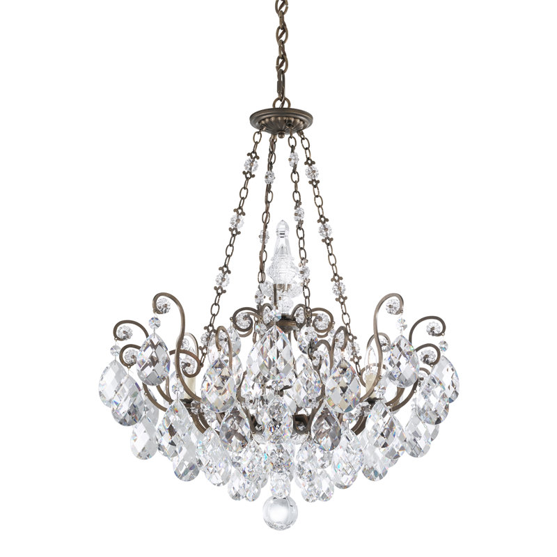 Renaissance 8 - Light Empire Chandelier, Etruscan Gold, Swarovski Strass, Handcut Clear