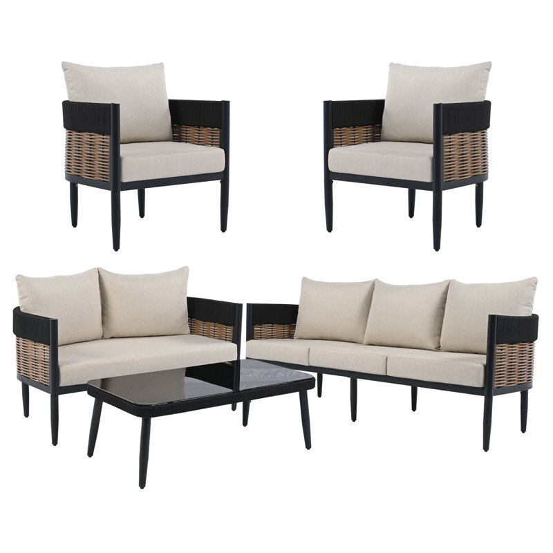 Corrente 5 Piece Outdoor Conversation Set, Beige