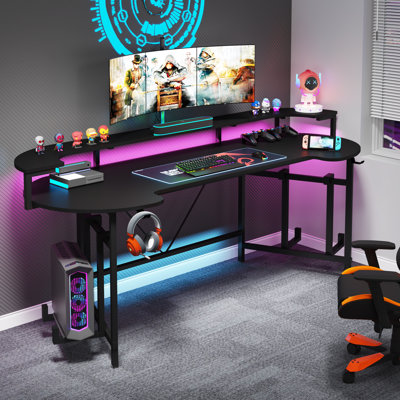 Kussai Adjustable Curved Metal Base Computer Desk