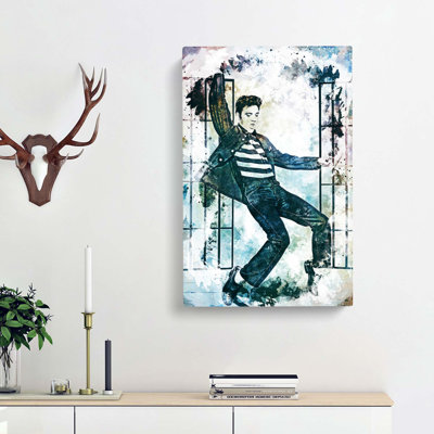 Elvis Presley Dancing in Abstract - Wrapped Canvas Painting Print
