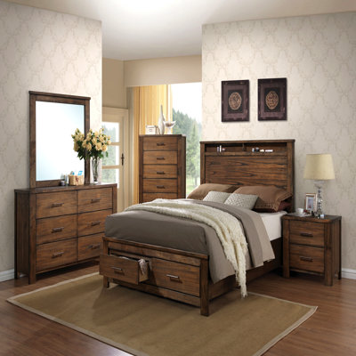 Merrilee Oak Finish Ek Bed W/Storage