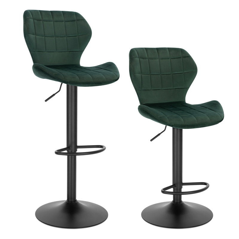 Speth Swivel Upholstered Adjustable Height Counter Stool with Metal Frame, Dark green