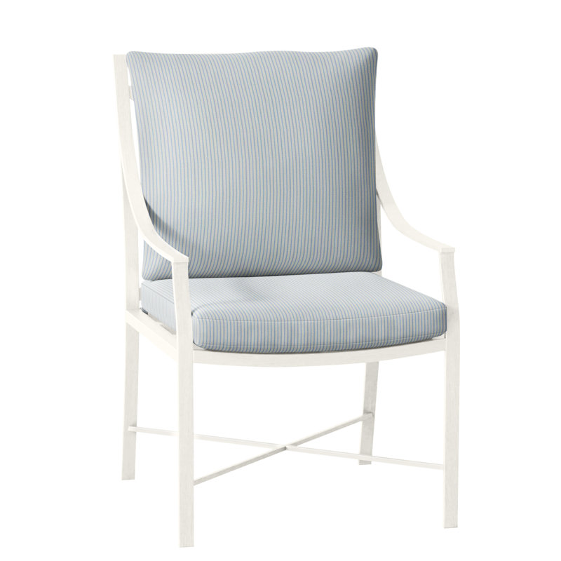 Monaco Patio Dining Armchair with Cushions, Slate Gray, Rollo Chambray InsideOut® Linen, No Welt