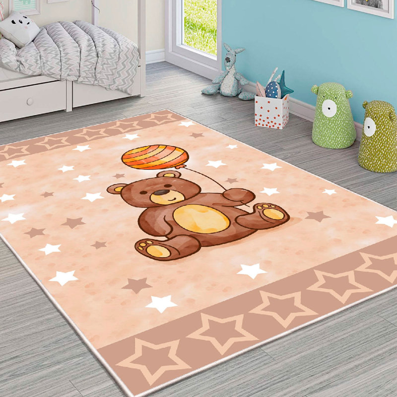 Premium 100% Cotton Area Rug, 4.6 x 7.2 ft | Antibacterial, Non-Slip PVC Underside, 0.3 in Pile Height | Machine Washable, Durable Dot Base | Elegant White, Salmon, Mink & Brown Colors | Perfect for Living Room & Bedroom