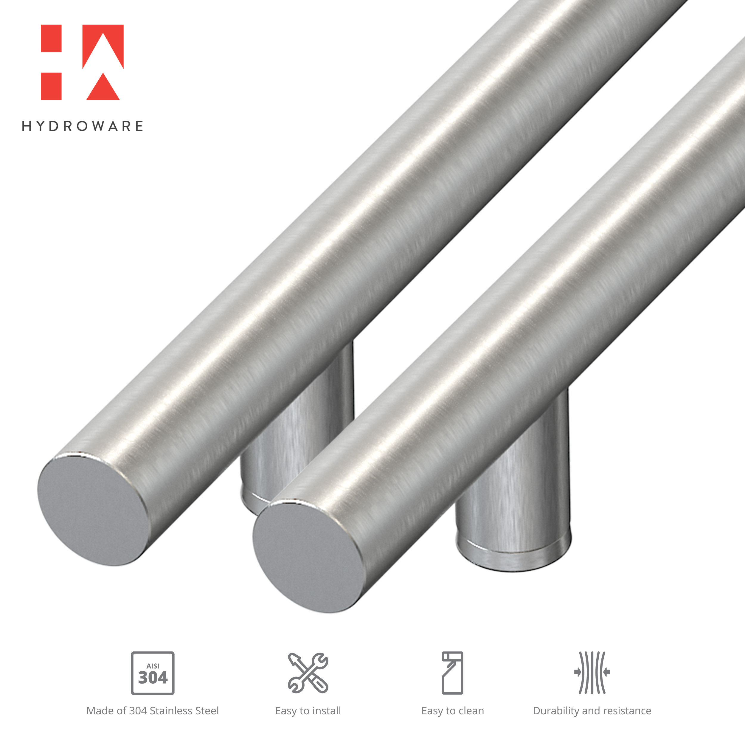 HYDROWARE Pull/Push Round Door Handle Bar - Stainless Steel Modern ...