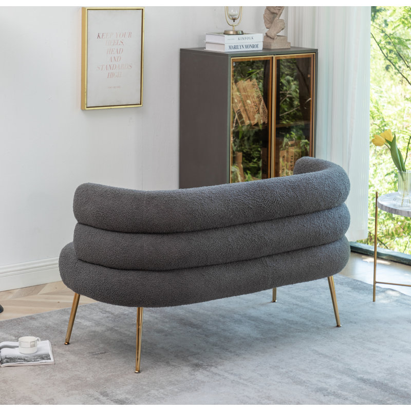 Causeuse rembourrée Demetrius, Tissu gris en peluche