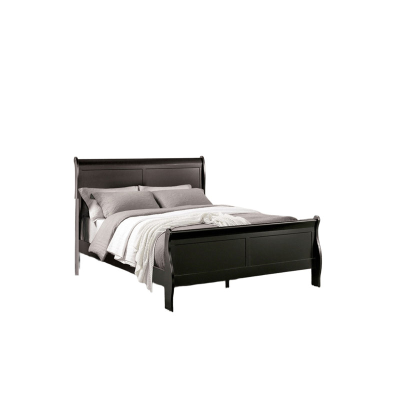Meuble de lit simple noir avec lit simple Louis Phillipe, Grand lit, Noir