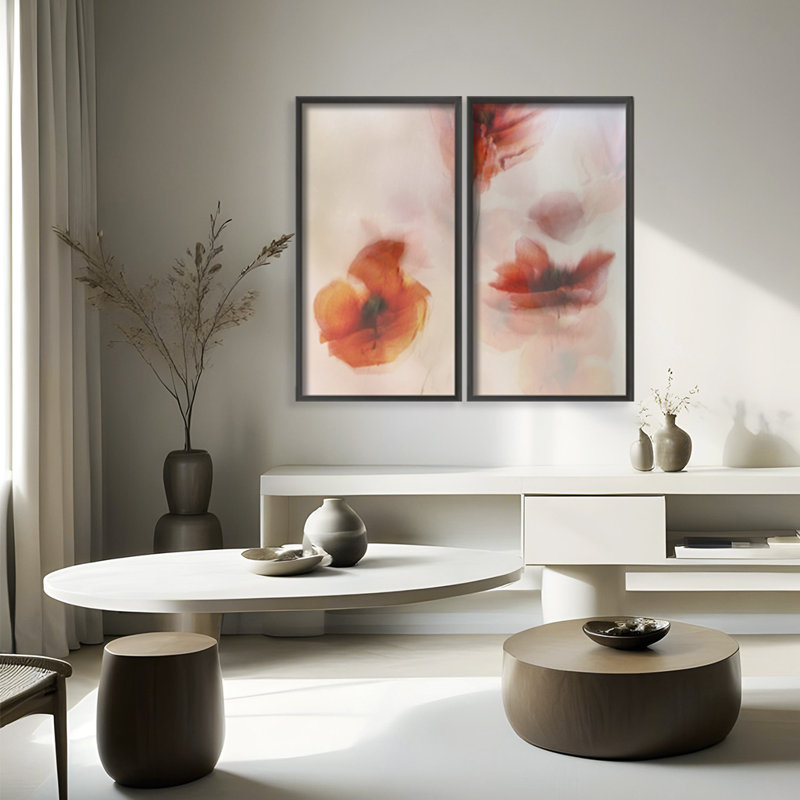 Nature Inspired Painted Poppies by  - 2 Piece Picture Frame Painting Set on Paper, 24" H x 24" W