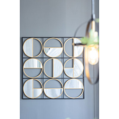 Stylish 35.6" Black Metal Beaded Wall Mirror For Bedroom, Living Room & Entryway Decoration Mirror, Making Your Home More  Bedroom, Room,