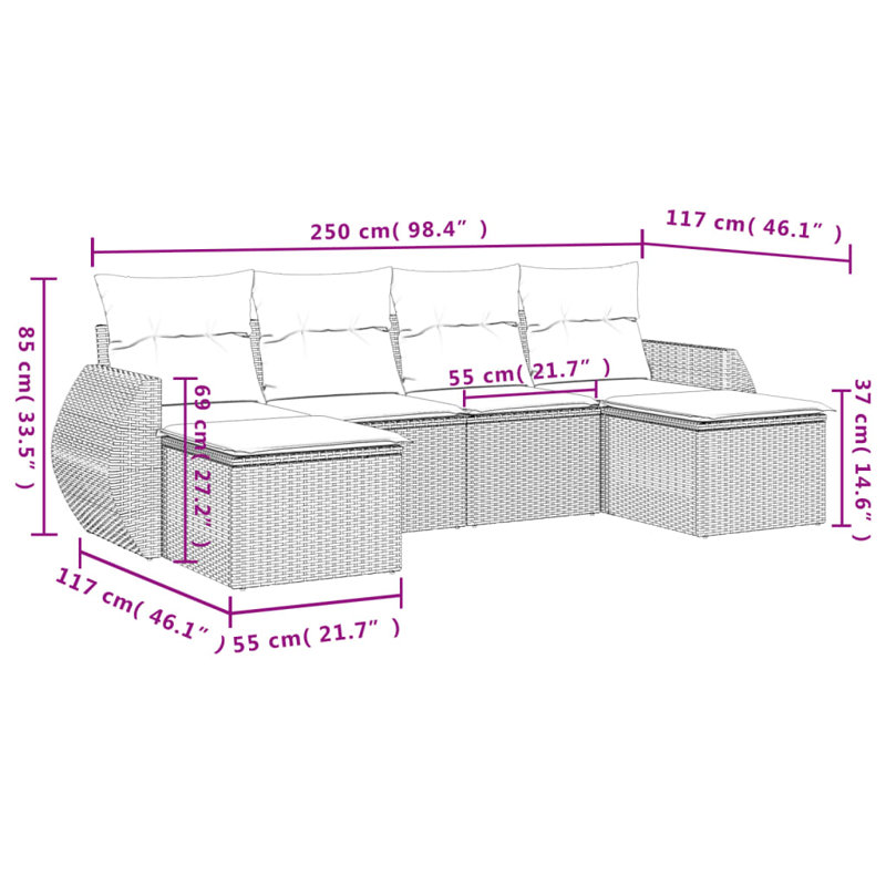  Garden Sofa Set Grey