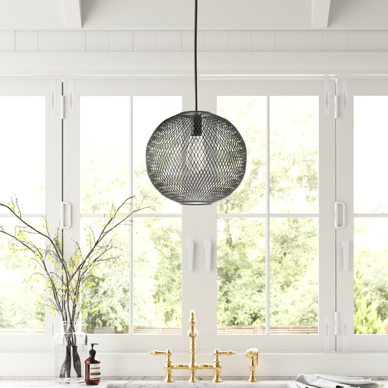 Luminaire suspendu sphère 1 lumière Paxton, H 13,8 po x l 15 po x P 15 po