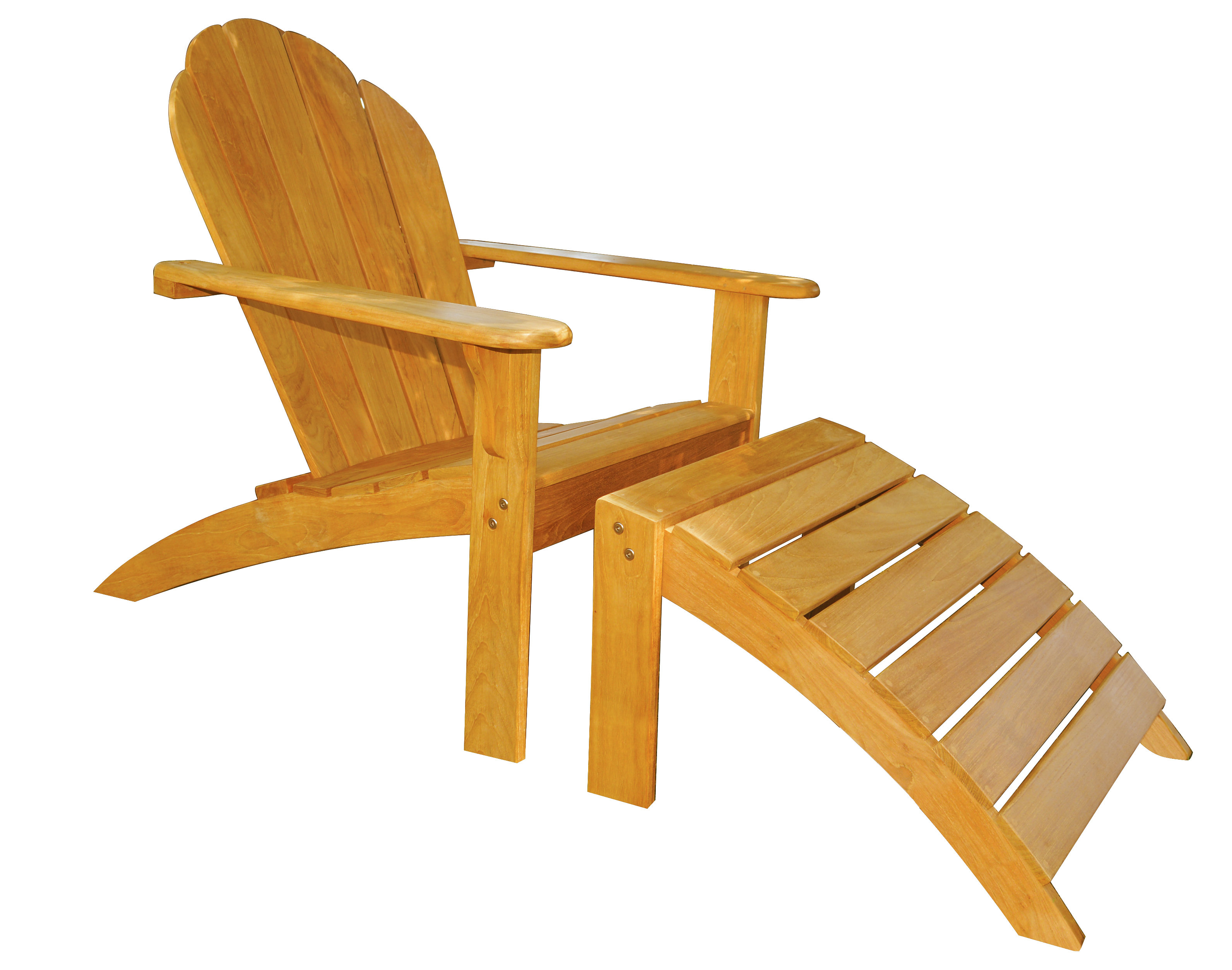 Teak Adirondack chair with footstool