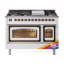 Cuisinière ILVE Nostalgie II Series 48 po à double combustible avec 8 brûleurs scellés, plaque de cuisson (propane liquide, porte vitrée)-1611792789-1611792787
