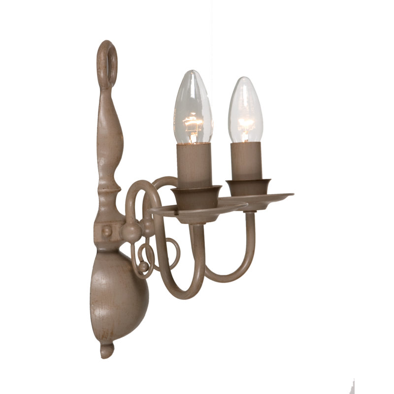 Aubervilliers Candle Wall Light, Pale Taupe