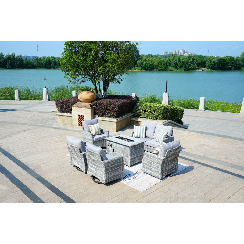 Ensemble de conversation modulaire avec coussins 6 pièces Braddon