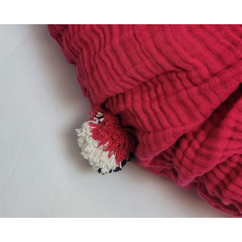 Ls Romy Muslin Plain Heram Round Pillow- Viva Magenta