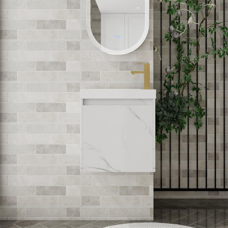 Meuble-lavabo simple mural 20 po avec plateau en résine