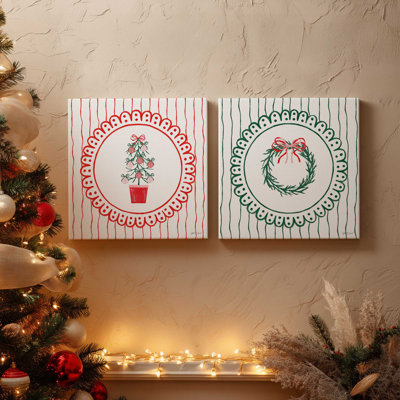 Ribboned Evergreen, ensemble de 2 impressions sur toile