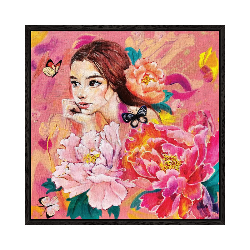 Thinking About You by Eury Kim - Painting on Canvas, Black Framed, 93.98 cm H x 93.98 cm W