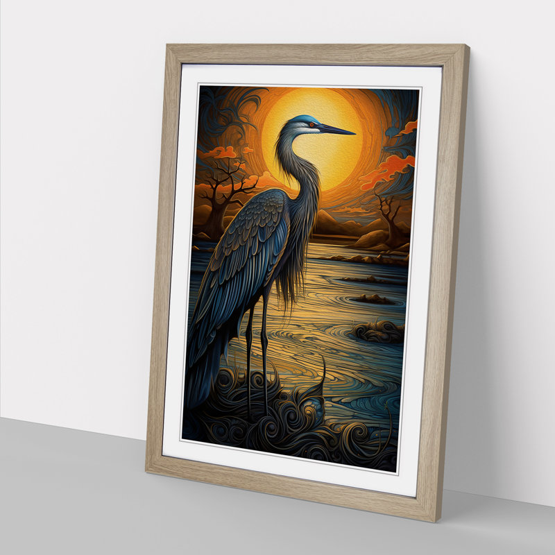 Heron Nouveau - Framed Print