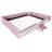 Queen Size Velvet Upholstered Daybed with Stairs & Gas Lift Storage Ottoman, Contrast Color, Padded Guardrails, Pink+White-324897677-324897671