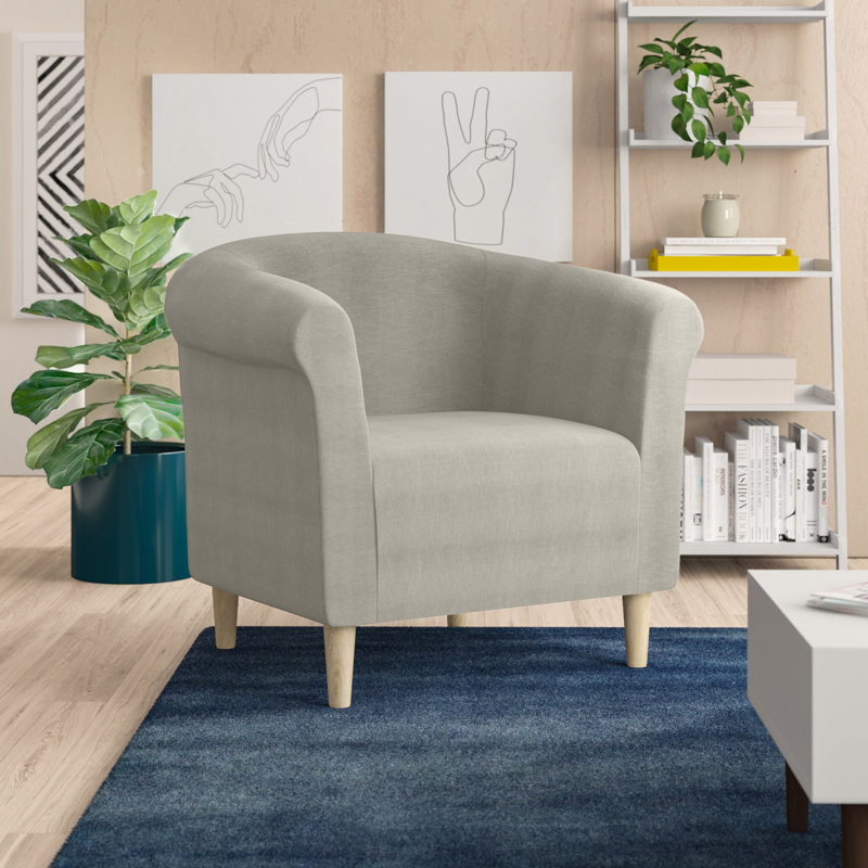 Liam Upholstered Barrel Chair, Toulan Taupe Twill