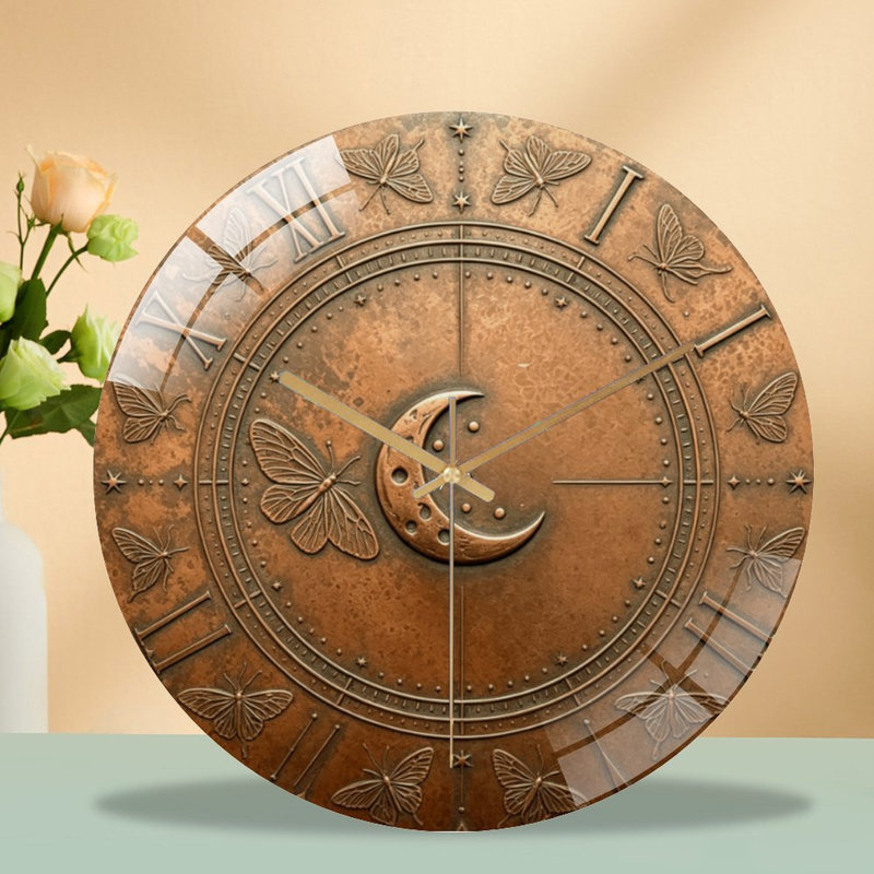 Horloge murale silencieuse en verre trempé de 30 cm, cadran bronze (1), sans tic-tac, fonctionne avec des piles AA (non incluses), décoration artistique pour la maison