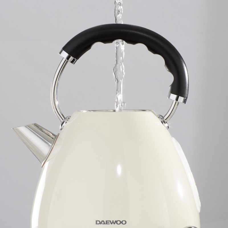 Daewoo 1.7L Stainless Steel Electric Tea Kettle, Cream