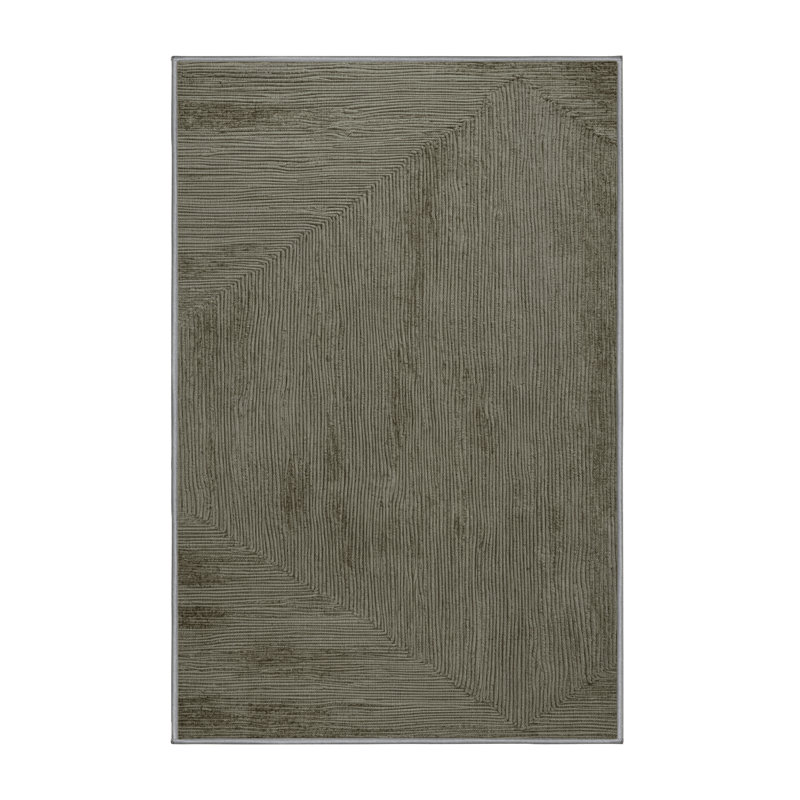 Tapis abstrait gris lavable à la machine, Rectangle 2 pi x 3 pi