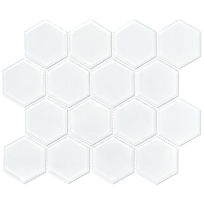 10.2" x 11.8" Glossy Honeycomb Glass Wall Mosaic Tile