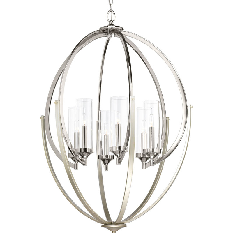 Zaleski 6 - Light Dimmable Globe Chandelier, Polished Nickel