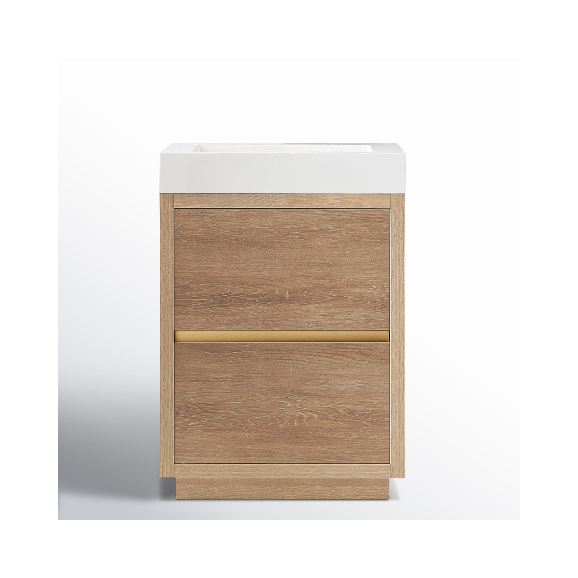 Beira 24'' Single Bathroom Vanity, North American Oak, White